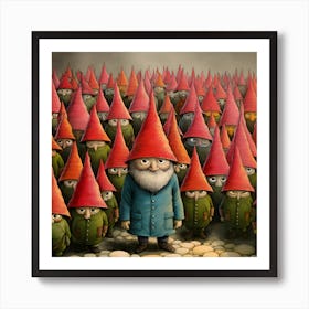 Silly Garden: The bright colored gnome army Art Print