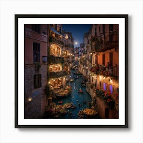 Venice At Night Art Print