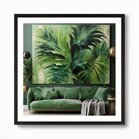 Green fan of palm leaves 3 Art Print