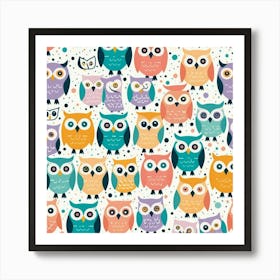 Colorful Owls 4 Art Print