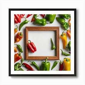 Colorful Peppers In A Frame 2 Art Print