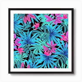 Tropical Leaves Seamless Pattern Leaves Tropical Plant Art Print