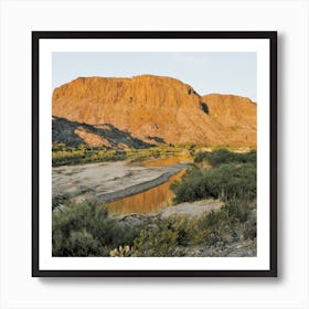 Desert River Scenery Square Art Print