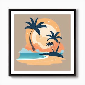 Palm Trees On The Beach Art Print