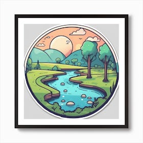 Cartoon Landscape 9 Art Print