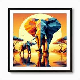 The Earth and Water Guardians Elephants Art Print