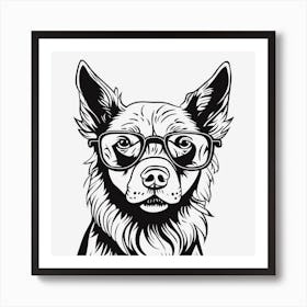 Dog with Glasses 2 Art Print