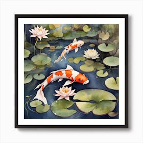 Serene koi fish pond 2 Art Print