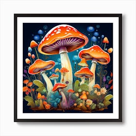 Mushrooms In The Forest 14 Art Print