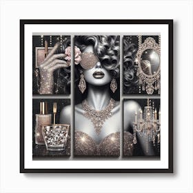 Glamorous glitter gold wall art Art Print