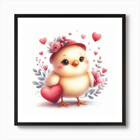 Chick Valentine's day Art Print