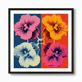 Andy Warhol Style Pop Art Flowers Hollyhock 2 Square Art Print