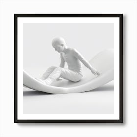 Man Sitting On A White Surfboard Art Print