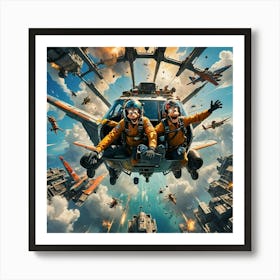 Comical Plane Ride Art Print