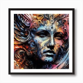 A colourful An image of statue of An angel Art Print