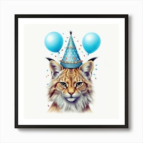 Lynx Birthday Hat Art Print