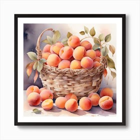 A basket of peaches 1 Art Print