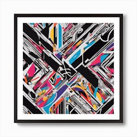An Image Of A Tenth With Letters On A Black Background, In The Style Of Bold Lines, Vivid Colors, Gr (2) Art Print