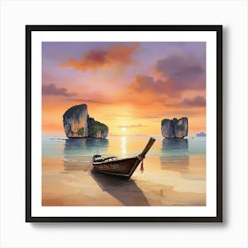 Sunset In Krabi Thailand Art Print 3 Art Print