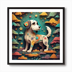 Dog In The Forest Art Print