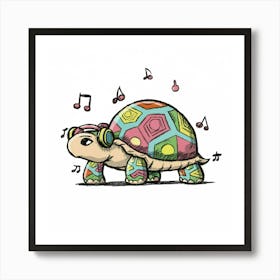 Turtle With Music Notes Art Print