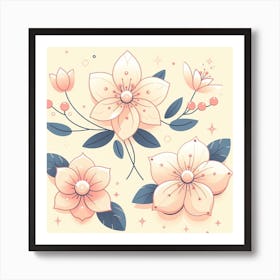 Flowers, Vector Art style 4 Art Print