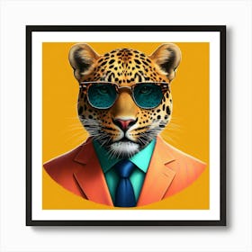 Leopard In A Suit Art Print