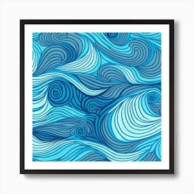 Ocean Waves Sea Abstract Pattern Water Blue Art Print