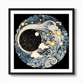 Moon And Stars 7 Art Print