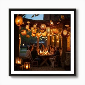 A Lively Autumn Festival Drenched In Rustic Charm Cascading Lanterns Of Burnished Gold And Amber (6) 1 Art Print