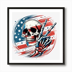 American Flag Skull 9 Art Print