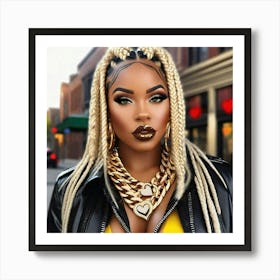 Ebony Woman With Braids 3 Art Print