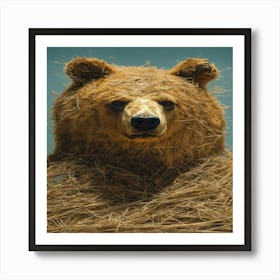 Bear In Hay 1 Art Print