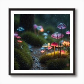 Mushrooms In The Rain Art Print