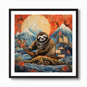 Sloth On A Boat Art Print