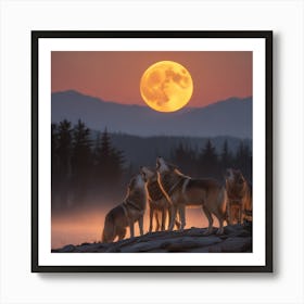 Howling Wolves Art Print