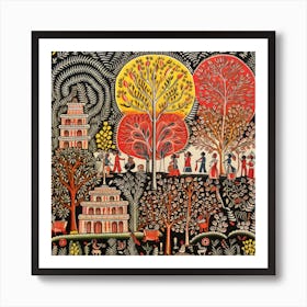 Village In A Forest Art Print