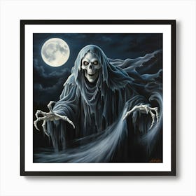 Skeleton In The Moonlight Art Print