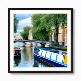 Boats On The River in Cambridge Art Print