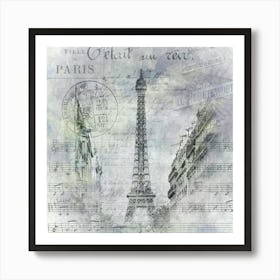 Paris Collage Eiffel Tower Streetscene Art Print