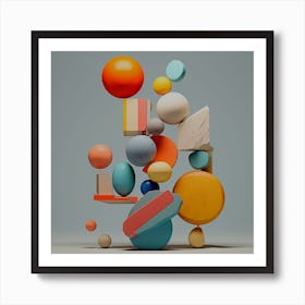 Abstract Art,Abstract creation made from 3d geometric shapes Art Print