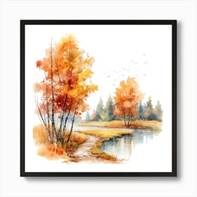 Watercolor Autumn Trees 2 Poster