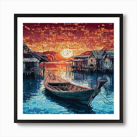 Sunset Boat Art Print