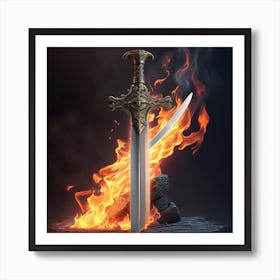 Sword On Fire Art Print