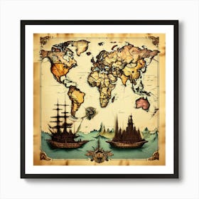 Old World Map Art Print