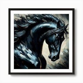 Black Stallion Horse Art Print