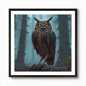 Owl In The Forest 94 Art Print