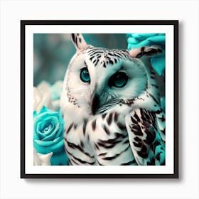 Owl With Blue Eyes 42 Art Print