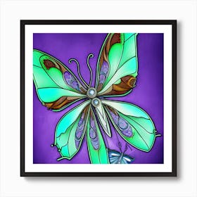 Butterfly On Purple Background Art Print