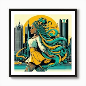 Detroit Cityscape 2 Art Print